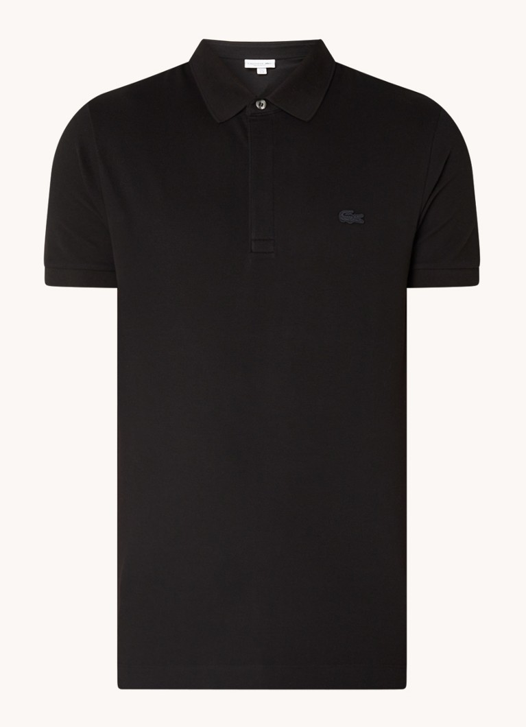 Lacoste Heren Tone-On-Tone regular fit polo van piqué katoen in de kleur Zwart, maat: S