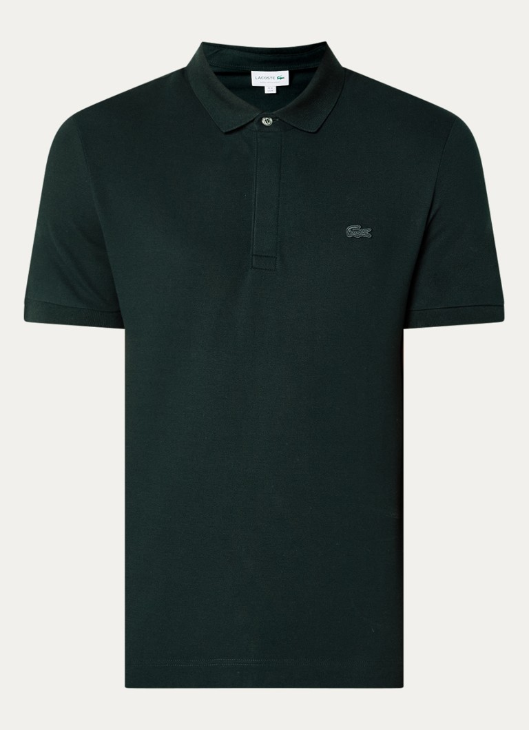Lacoste Heren Tone-On-Tone regular fit polo van piqué katoen in de kleur Donkergroen, maat: S