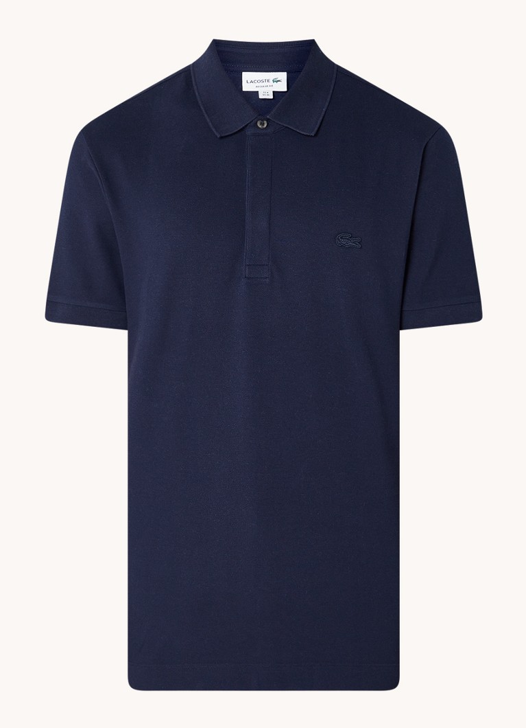 Lacoste Heren Tone-On-Tone regular fit polo van piqué katoen in de kleur Donkerblauw, maat: XXL