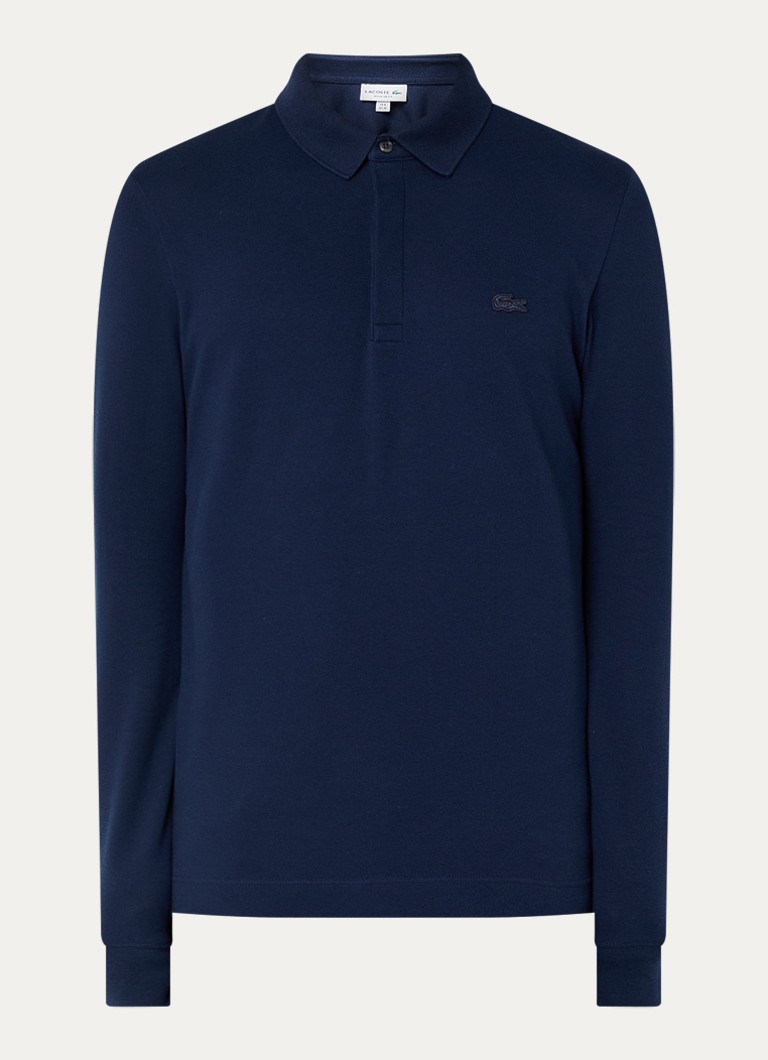 Lacoste Heren Regular fit polo met logoborduring in de kleur Donkerblauw, maat: S