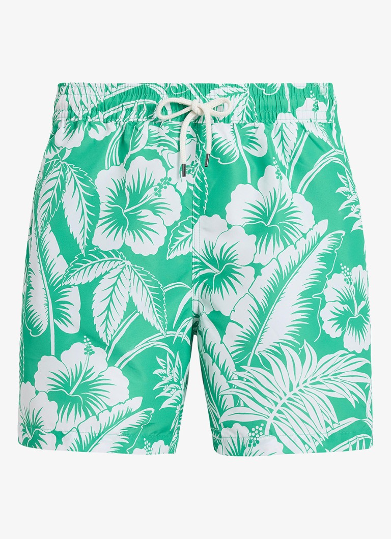 Ralph Lauren Heren Traveler zwemshorts met bloemenprint in de kleur Green Sweetheart Floral / Groen