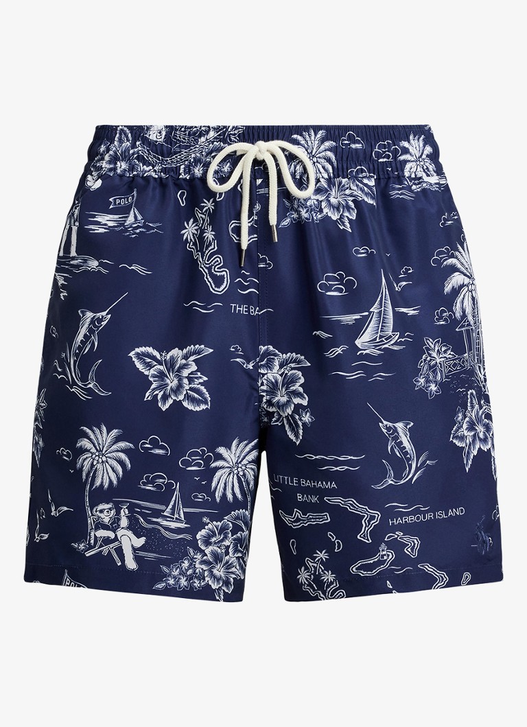 Ralph Lauren Heren Zwemshorts met print in de kleur Harbor Island Bear / Donkerblauw