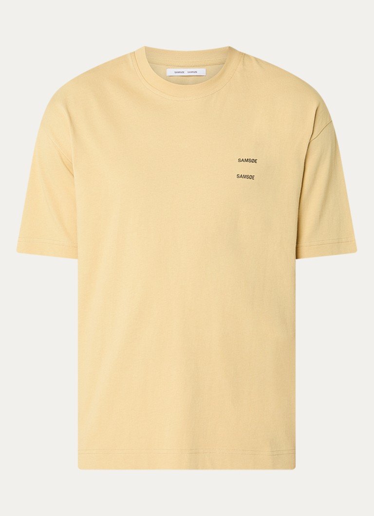 SAMSØE SAMSØE Heren Joel T-shirt met logo in de kleur Mosterd, maat: S