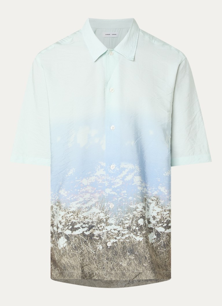 SAMSØE SAMSØE Heren Regular fit overhemd met print in de kleur Mint, maat: XL