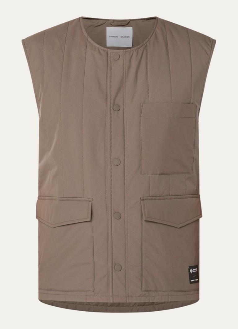SAMSØE SAMSØE Heren Sagavin Gore-Tex gewatteerde bodywarmer met klepzakken in de kleur Bruin, maat: S