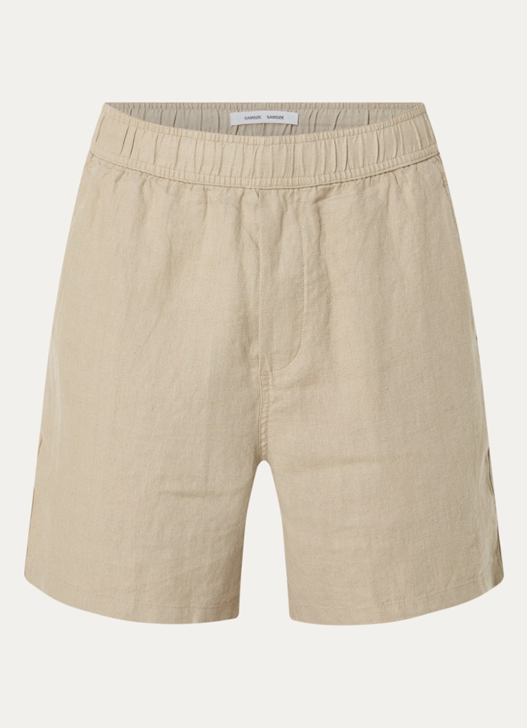 SAMSØE SAMSØE Heren Sajabari straight fit korte broek van linnen in de kleur Beige, maat: S