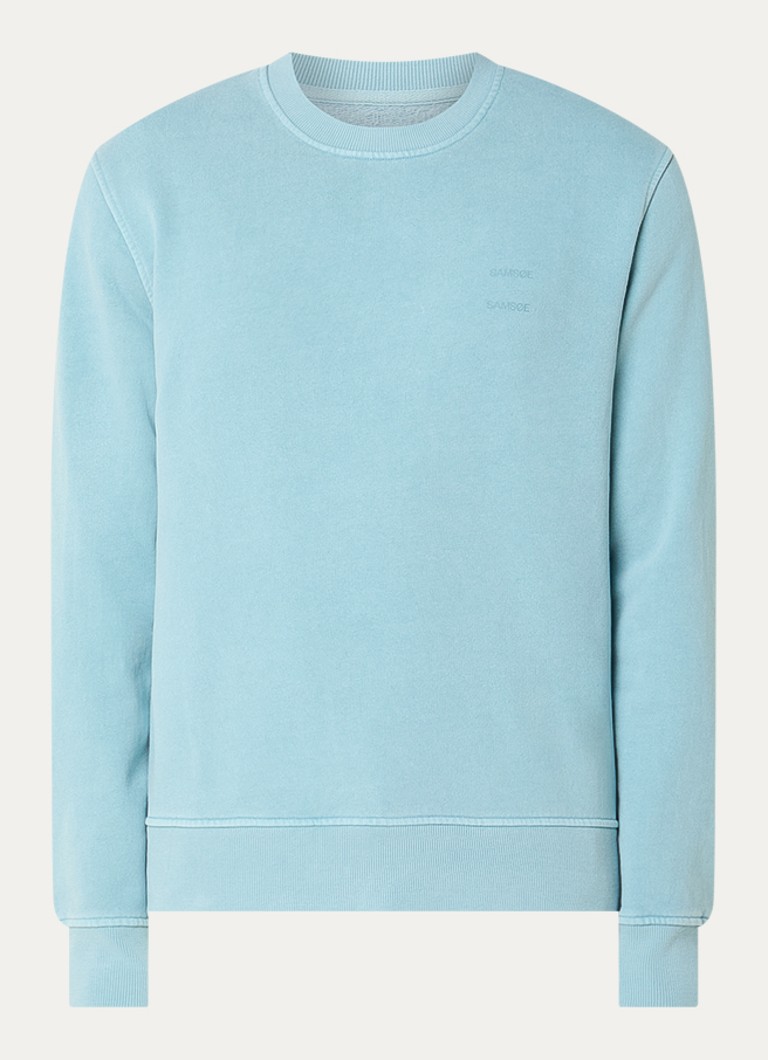 SAMSØE SAMSØE Heren Sajoel sweater met logo in de kleur Blauwgrijs, maat: M