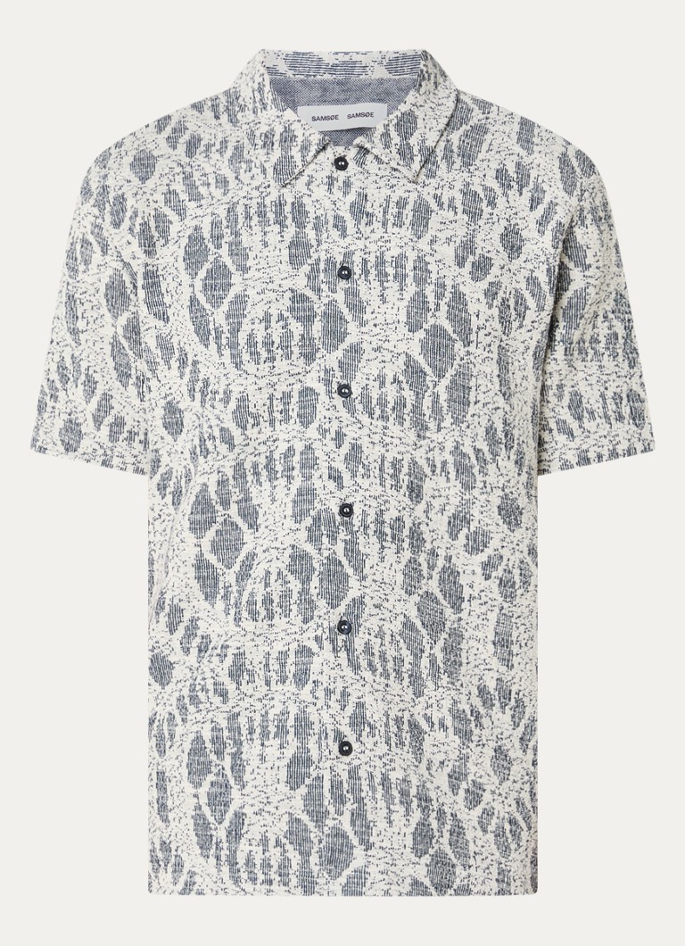 SAMSØE SAMSØE Heren Sakvist overhemd met structuur in de kleur Indigo, maat: S