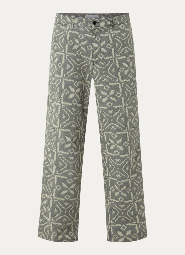 SAMSØE SAMSØE Heren Bruce wide fit chino met print in de kleur Olijfgroen, maat: 52