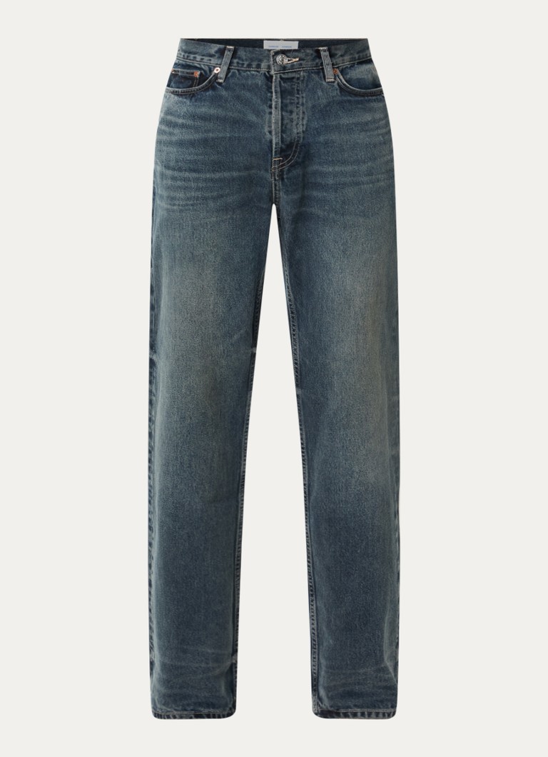 SAMSØE SAMSØE Heren Cable straight fit jeans met medium wassing in de kleur Indigo, maat: W34/L34