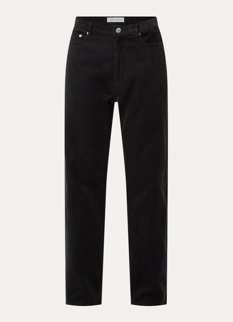 SAMSØE SAMSØE Heren Eddie straight fit broek van corduroy in de kleur Zwart, maat: 33