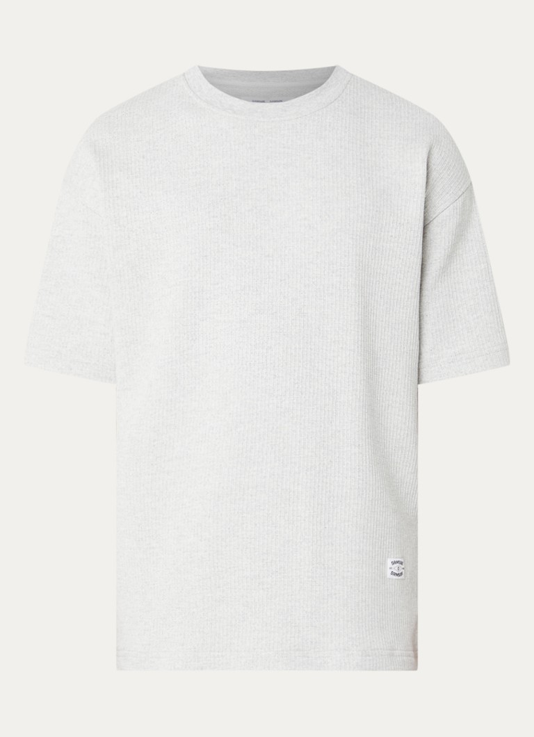 SAMSØE SAMSØE Heren Jason T-shirt met structuur in de kleur Grijsmele, maat: S