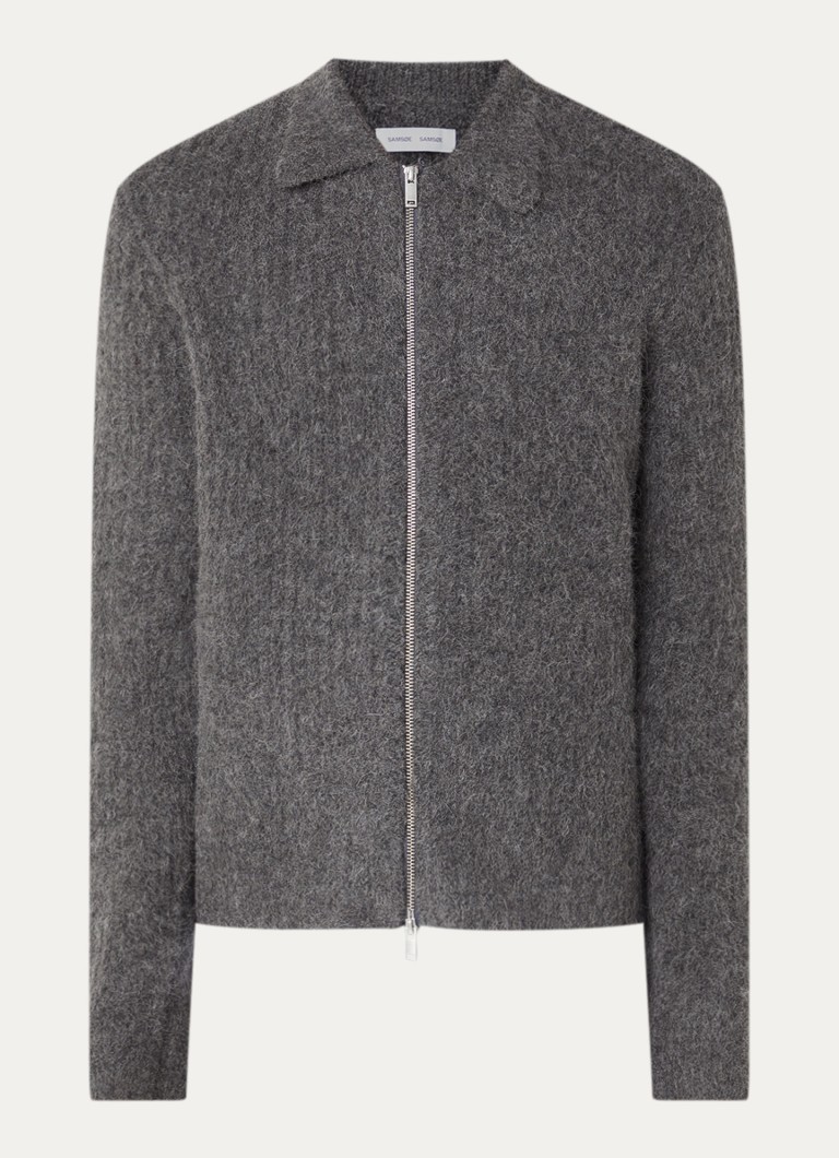 SAMSØE SAMSØE Heren Job grofgebreid vest in alpaca wolblend in de kleur Donkergrijs, maat: XL