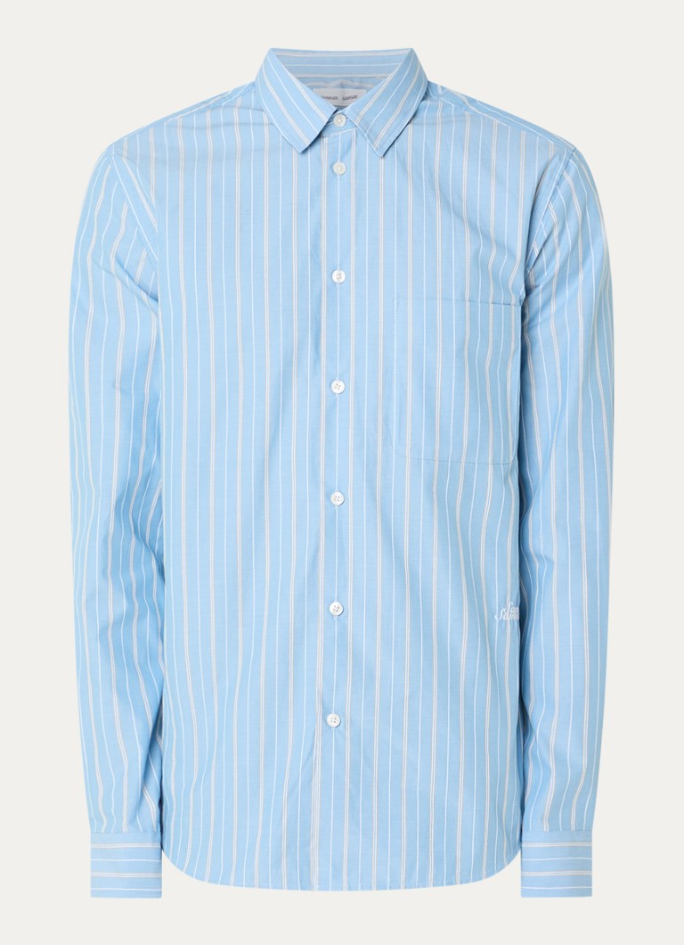 SAMSØE SAMSØE Heren Saliam regular fit overhemd met streepprint in de kleur Blauw, maat: M