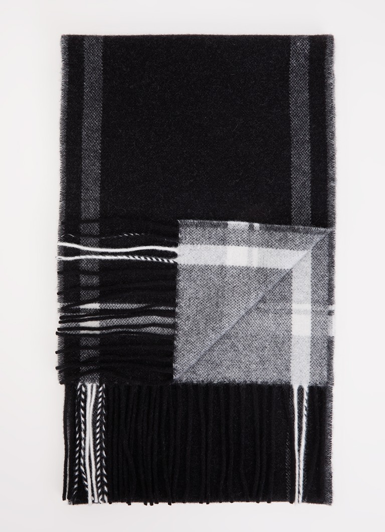 SAMSØE SAMSØE Heren Samelia sjaal in kasjmier wolblend met franjes en logo 180 x 30 cm