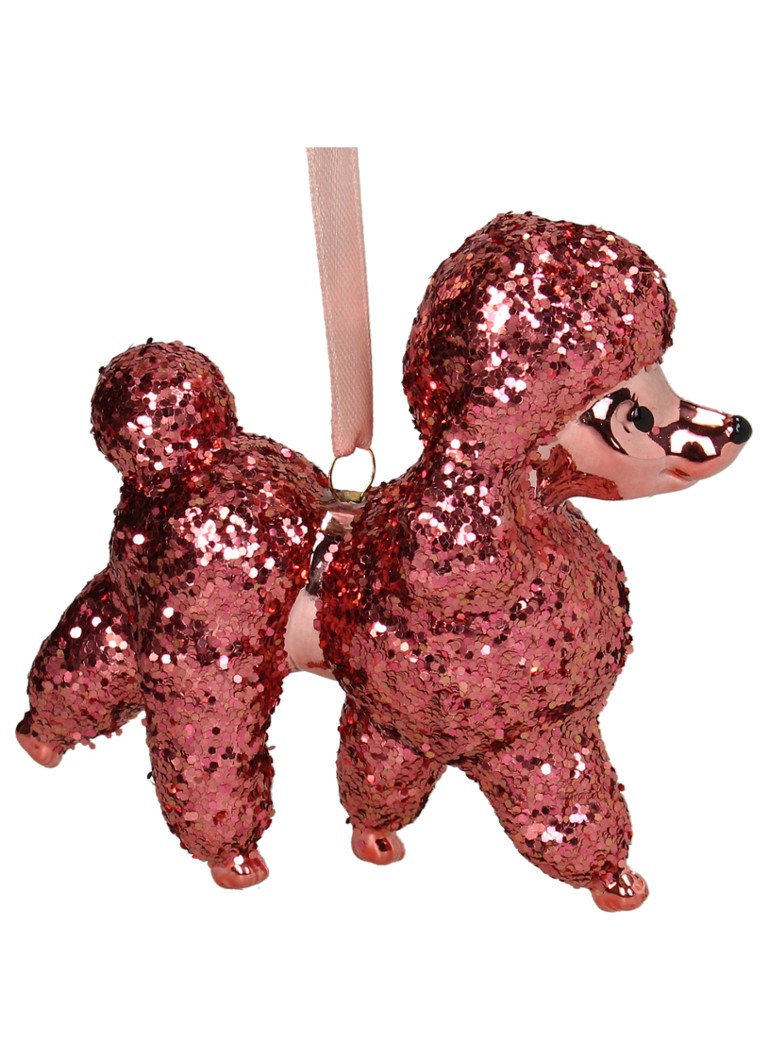 Kersten Poedel kersthanger 9,5 cm Roze