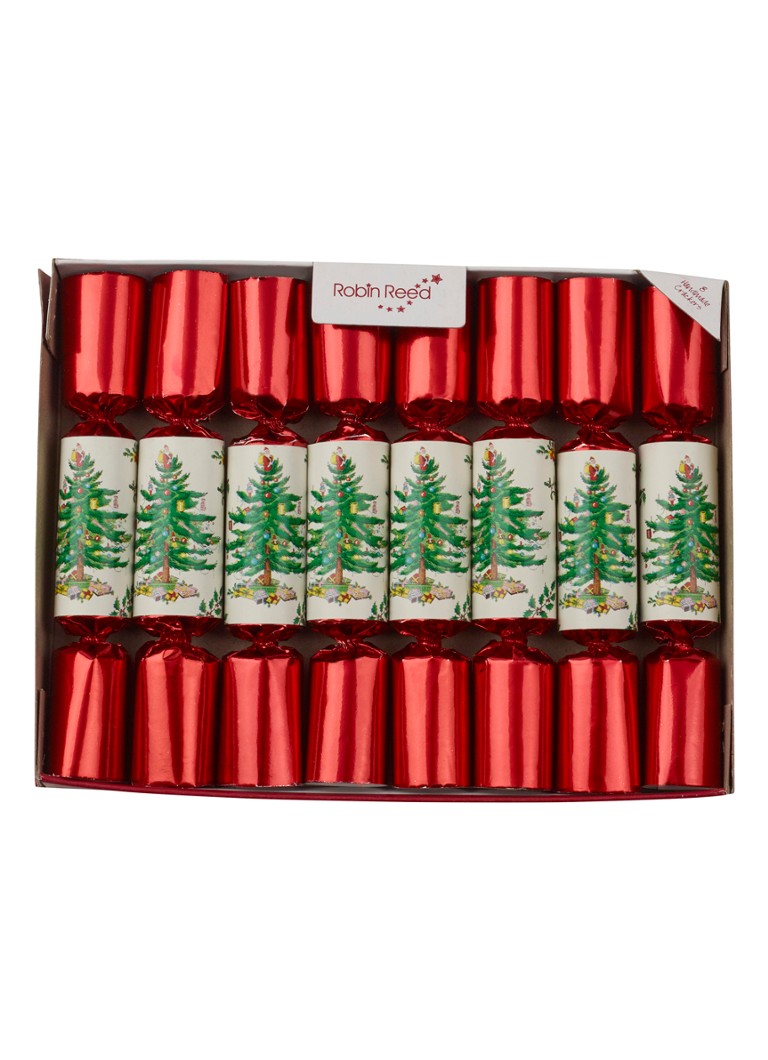 Robin Reed Spode kerstcracker set van 8 Rood - Deal