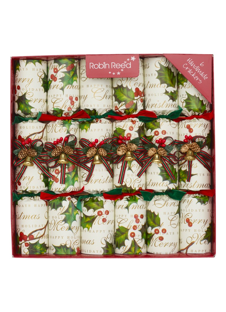Robin Reed Holly Bells kerstcracker set van 6 Creme - Deal