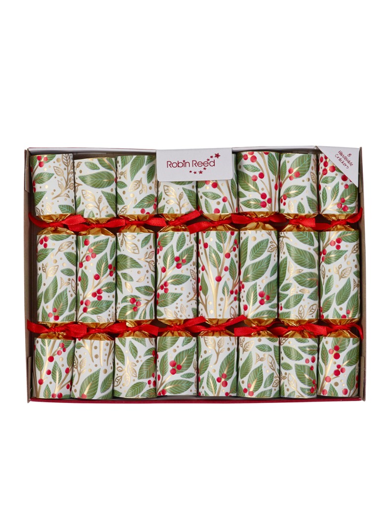 Robin Reed Winterberry kerstcracker set van 8 Olijfgroen - Deal