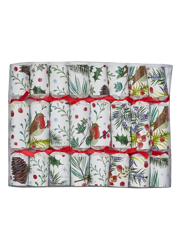 Robin Reed Festive Foliage kerstcracker set van 8 Wit - Deal