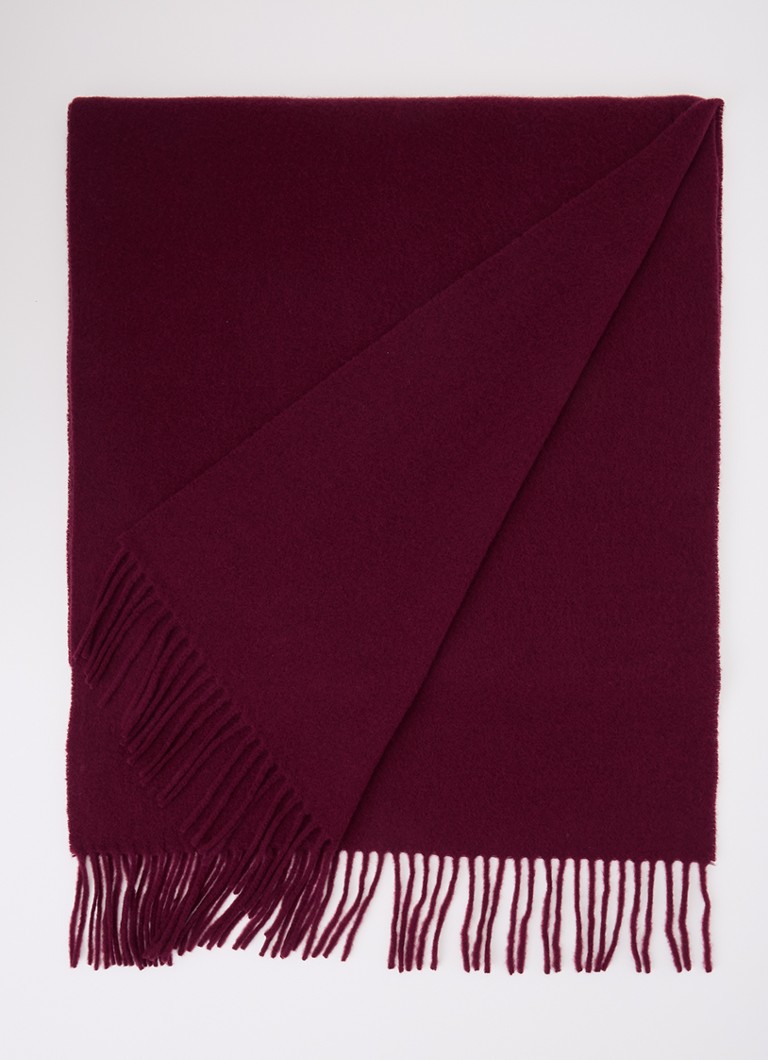 Acne Studios Heren Sjaal van wol met franjes 200 x 45 cm in de kleur Bordeauxrood, maat: One Size