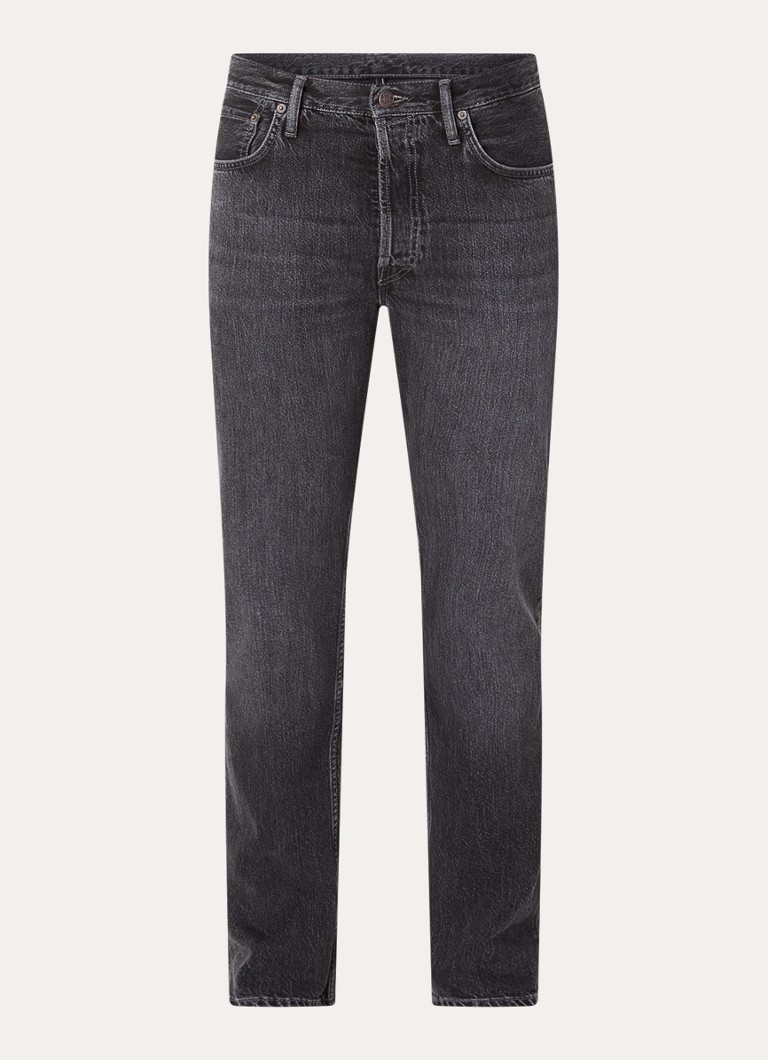 Acne Studios Heren Straight leg jeans van katoen met gekleurde wassing in de kleur Zwart, maat: W34/L32