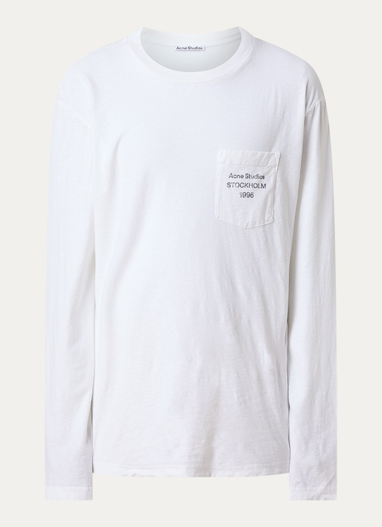 Acne Studios Heren Longsleeve met borstzak en logo in de kleur Wit, maat: XXL