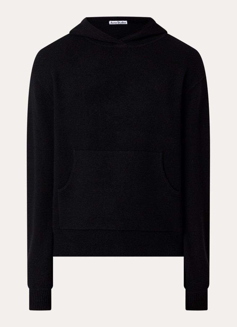 Acne Studios Heren Fijngebreide hoodie in kasjmierblend in de kleur Zwart, maat: L