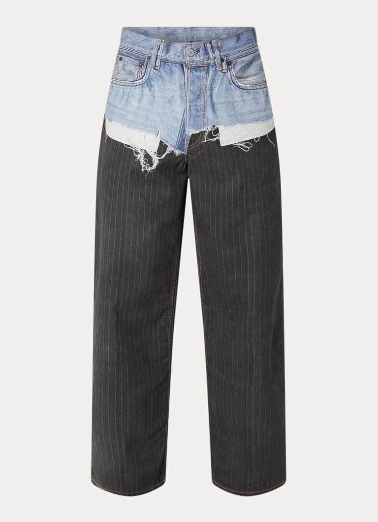 Acne Studios Heren Loose fit jeans met gekleurde wassing en krijtstreep in de kleur Antraciet, maat: L