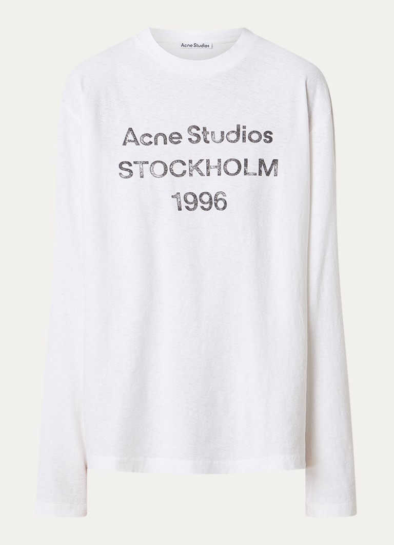 Acne Studios Dames Longsleeve met logoprint in de kleur Gebroken wit, maat: M/L