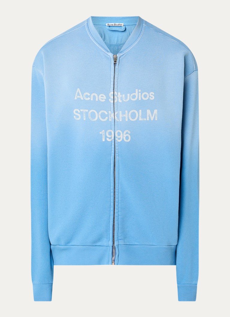 Acne Studios Heren Sweatvest met logoprint in de kleur Blauw, maat: XL/L
