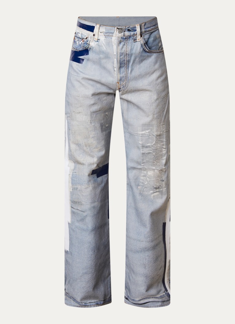 Acne Studios Heren Wide leg jeans met lichte wassing in de kleur Indigo, maat: 48