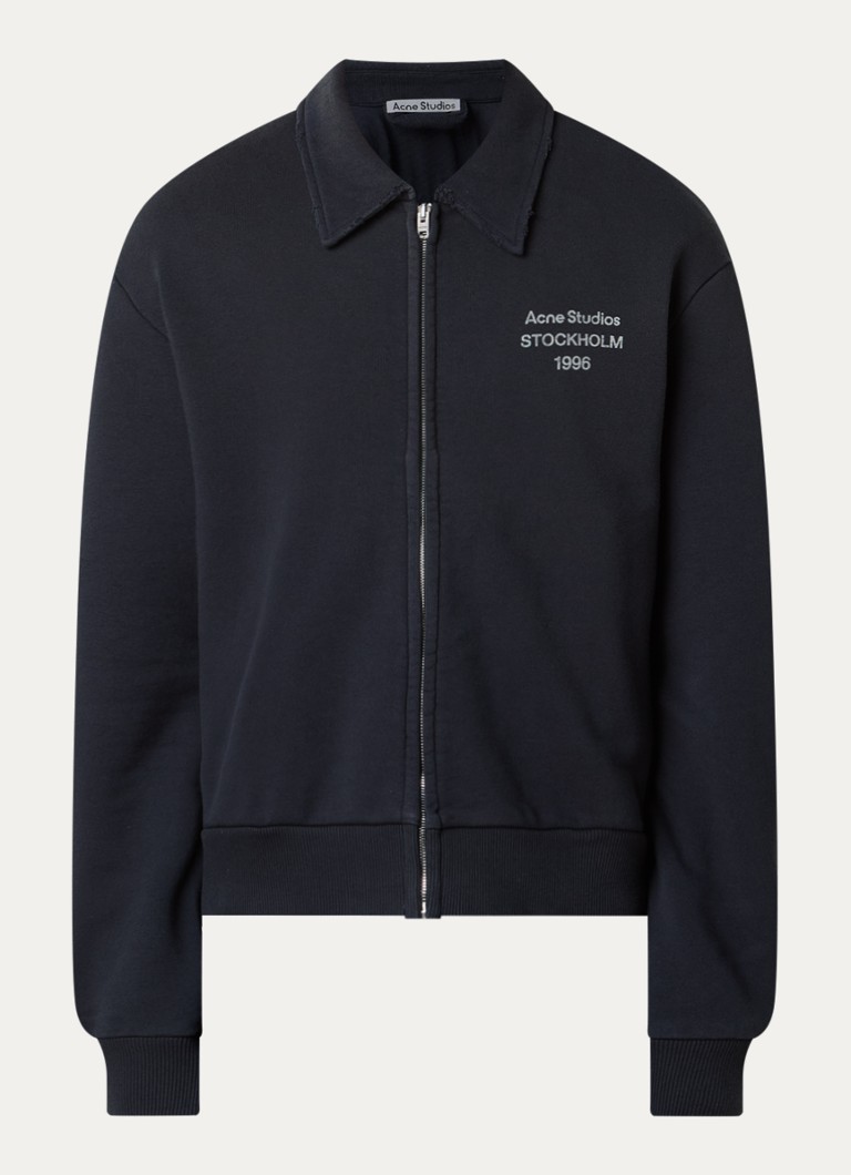 Acne Studios Heren Sweatvest met logo en verwassen afwerking in de kleur Zwart, maat: XL/L