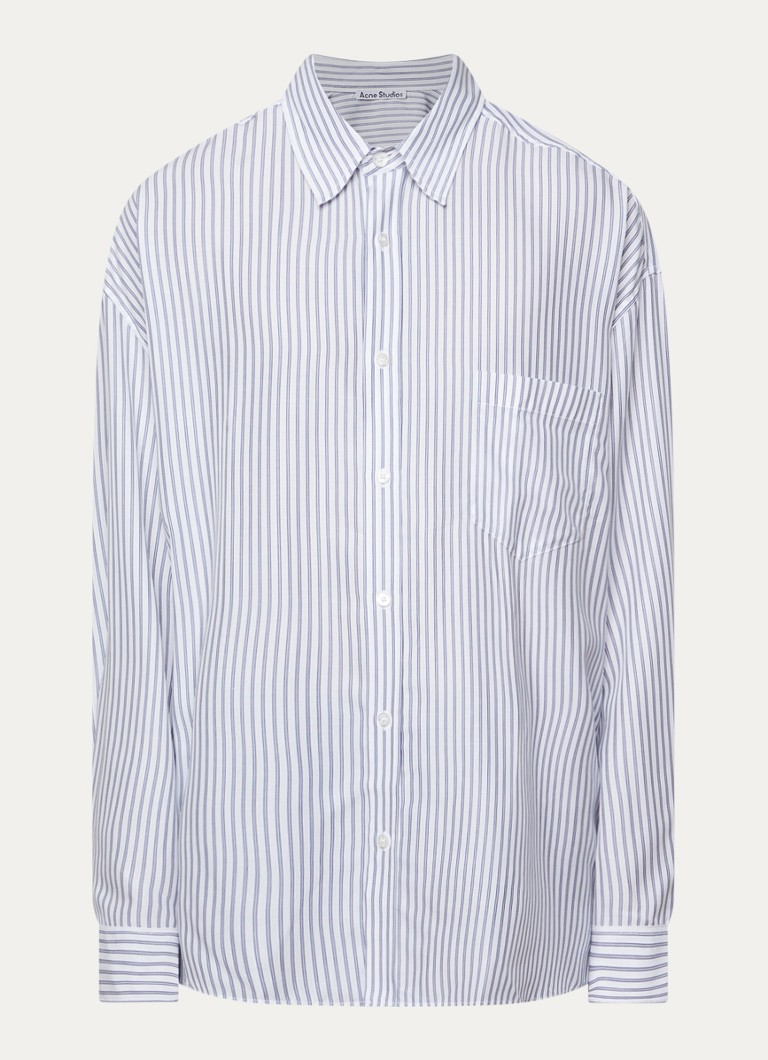 Acne Studios Heren Soffia overhemd met borstzak in de kleur Indigo, maat: 50