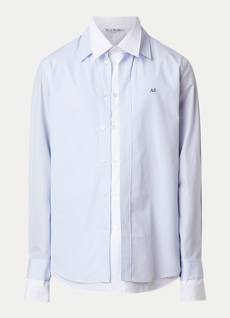 Acne Studios Heren Regular fit overhemd met logoborduring in de kleur Lichtblauw, maat: 46