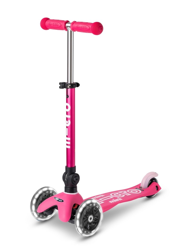Micro Step Mini Micro step inklapbaar en met LED-verlichting in de kleur Roze, maat: 1MAAT