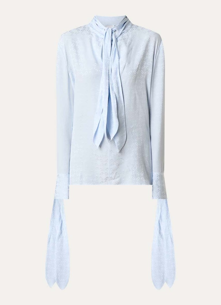 Givenchy Dames Tuniek van zijde met logoprint in de kleur Lichtblauw, maat: 40