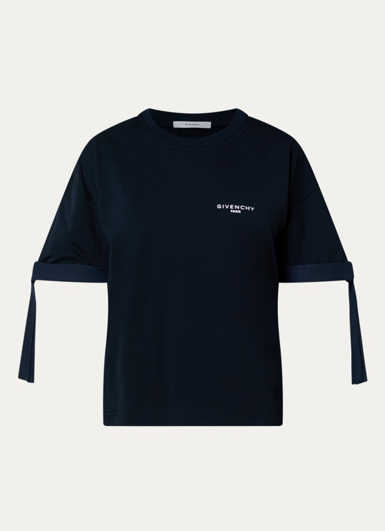 Givenchy Dames T-shirt met logoborduring in de kleur Donkerblauw, maat: XS