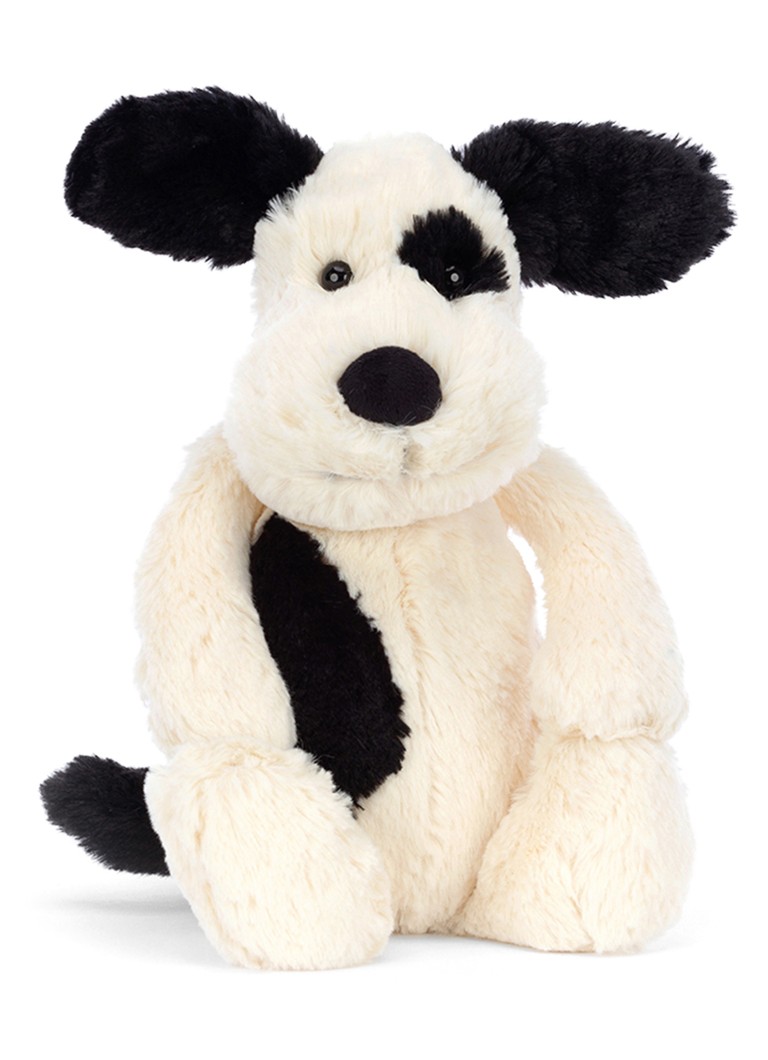 Jellycat Bashful Black & Cream Puppy knuffel 31 cm in de kleur Ivoor, maat: one size