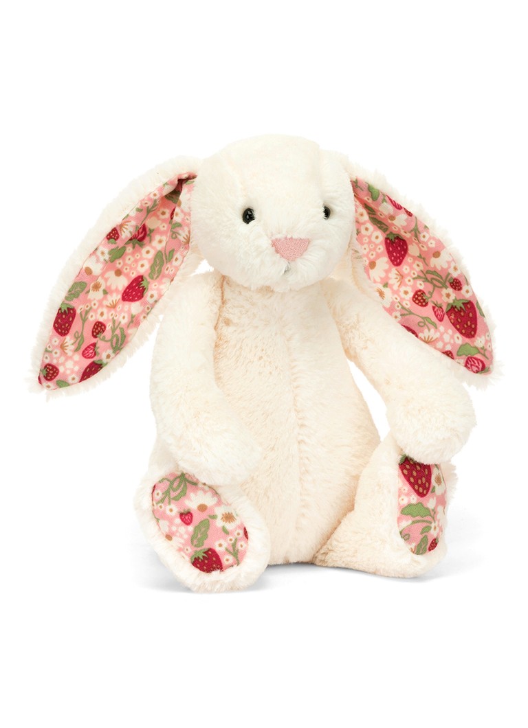 Jellycat Blossom Cream Bunny 'Berry' knuffel in de kleur Donkerroze, maat: small
