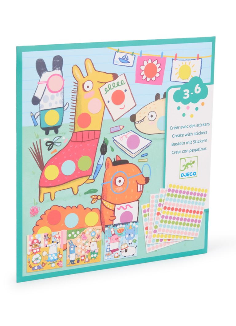 Djeco Creëer met stickers rondjes thema in de kleur Zeegroen, maat: 1MAAT