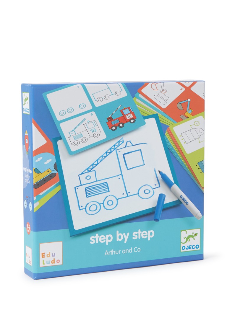 Djeco Step by Step Arthur and Co tekenset in de kleur Blauw, maat: 1MAAT