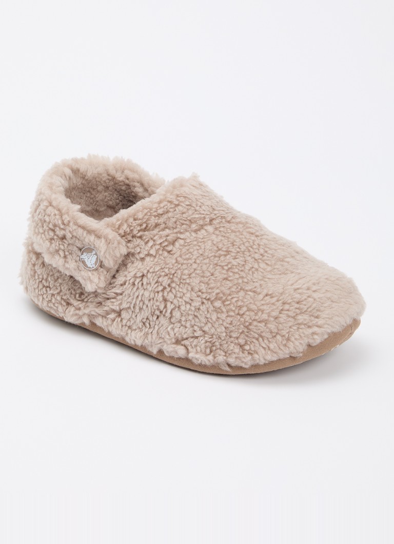 Crocs Meisjes Classic Cozzzy pantoffel van imitatiebont in de kleur Donkerbeige, maat: 30/31