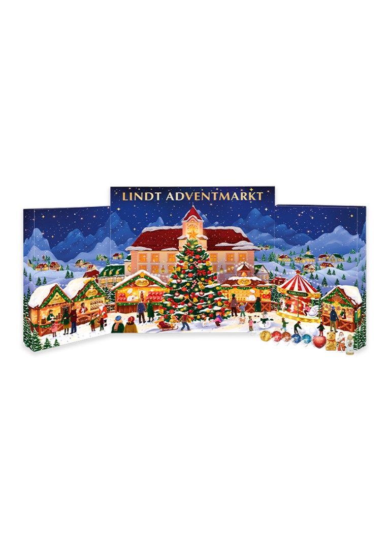 Lindt Kerstmarkt adventskalender met chocolade - 24 dagen Blauw - Deal