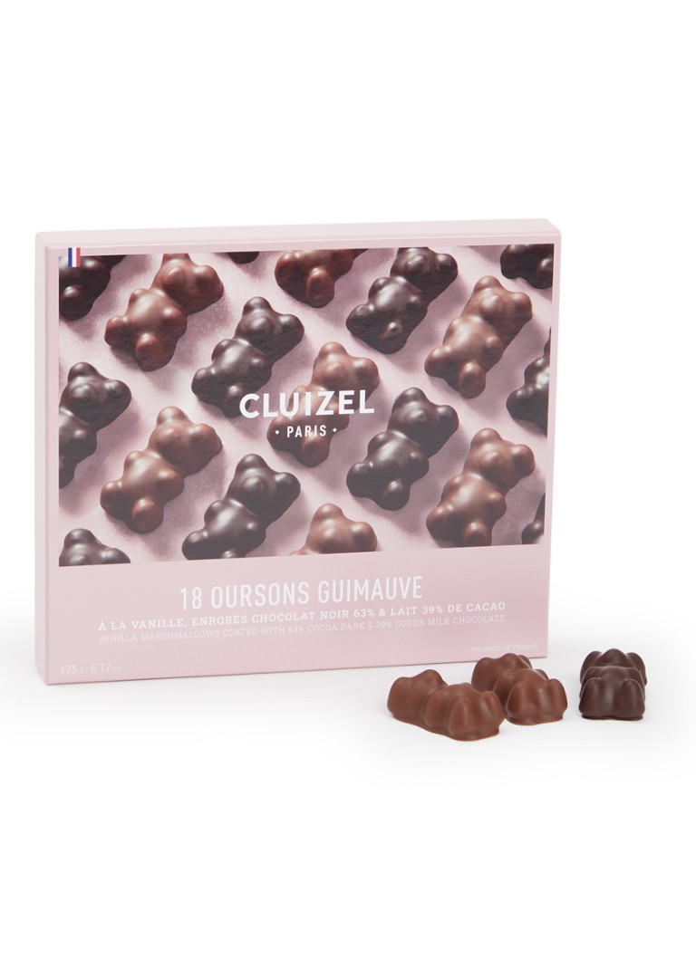 Cluizel Paris Black & Milk Marshmallow Teddy Bear chocolade bonbons in geschenkverpakking 18 stuks - Deal