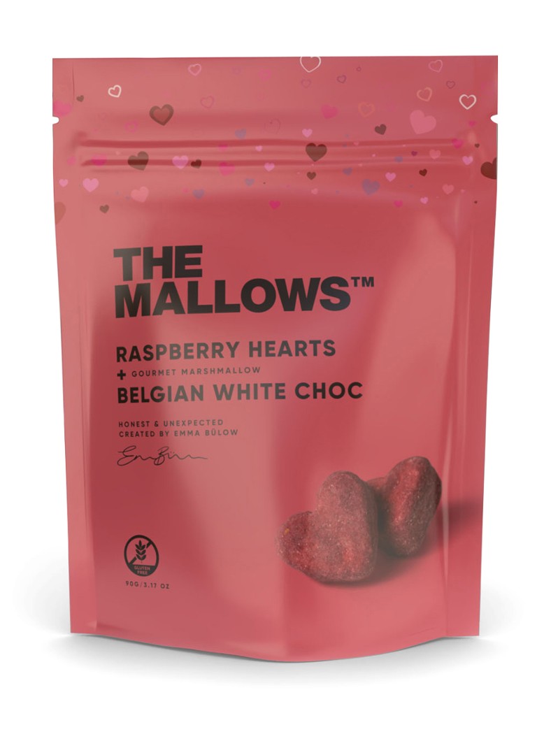The Mallows Hartjes witte chocolade & framboos marshmallows 90 gram - Deal