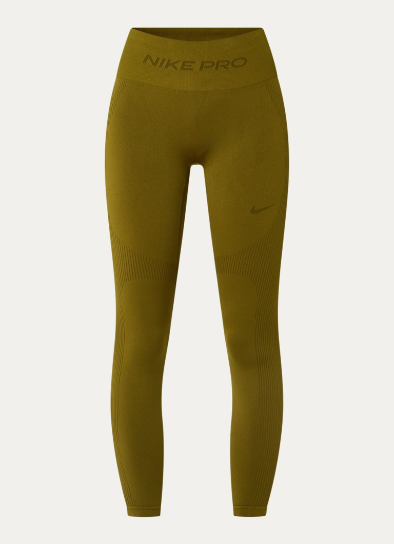 Nike Dames High waist skinny fit legging met dri-fit en logoband in de kleur Mosgroen, maat: XS