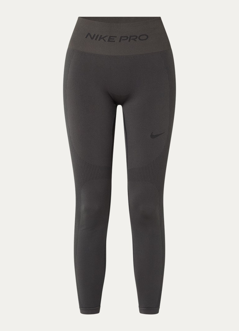 Nike Dames High waist skinny fit legging met dri-fit en logoband in de kleur Donkergrijs, maat: S
