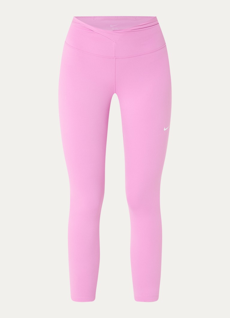 Nike Dames One high waist skinny fit trainingslegging met logo in de kleur Roze, maat: S