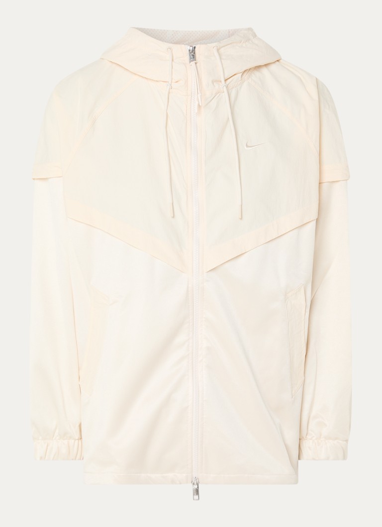 Nike Dames Windjack van satijn met capuchon en steekzakken in de kleur Beige, maat: XS